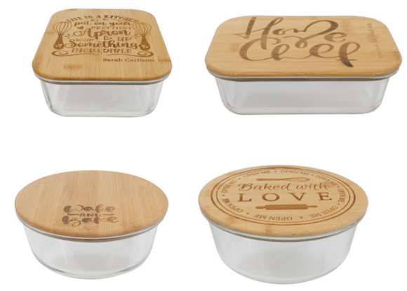 Glass Casserole Dishes with bamboo lids